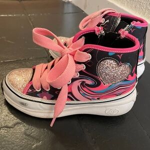 Heelys Black and Pink Glitter Heart Sneakers